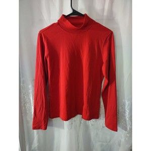 Rebecca Malone High Neck Top Size S Red Long Sleeve